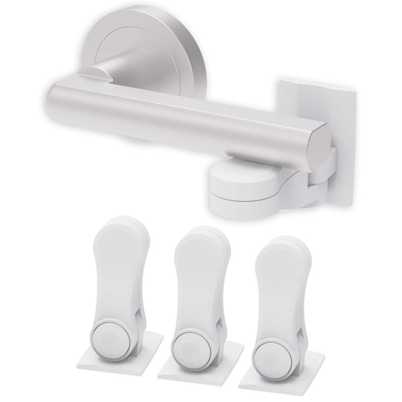 Inaya Child Proof Door Lever Lock - Door Handle Lock - 3M Adhesive - Minimalist Design - No Drilling Child Safety Door Handle Locks (3 Pack) - Image 1